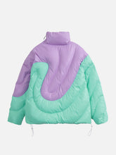 Manteau d'hiver contrasté à épissures irrégulières